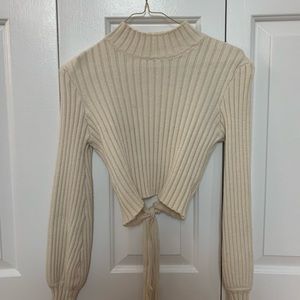 Chunky White Long Sleeve Open Back Sweater